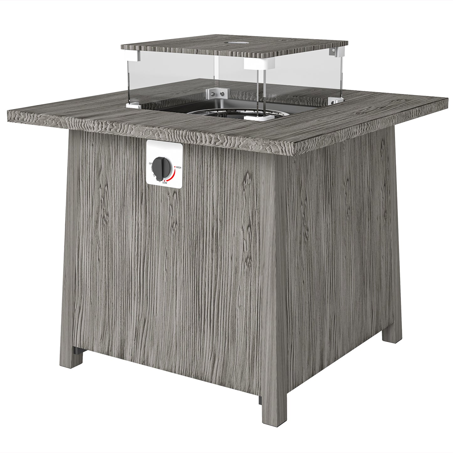 28" Propane Fire Pit Table 40,000 BTU Square Outdoor Gas Fire Table with Waterproof Cover, Adjustable Foot Pads