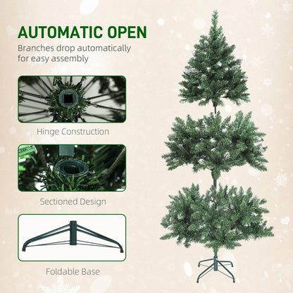 5 ft Frosted Prelit Christmas Tree, Full Spruce Xmas Tree with Dual Colour LED Light, Hinged Xmas Tree, Easy Assembly