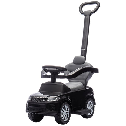 Qaba Land Rover Discovery Licensed 2-in-1 Ride On Push Car with Removable Parent Handle, Under-Seat Storage, Black