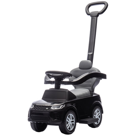 Qaba Land Rover Discovery Licensed 2-in-1 Ride On Push Car with Removable Parent Handle, Under-Seat Storage, Black