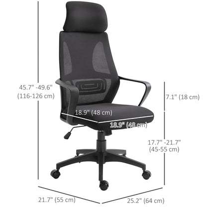 Mesh Office Chair with Up&Down Headrest, Ergonomic Computer Desk Chair with Adjustable Tilt Angle, Height Adjustable Swi