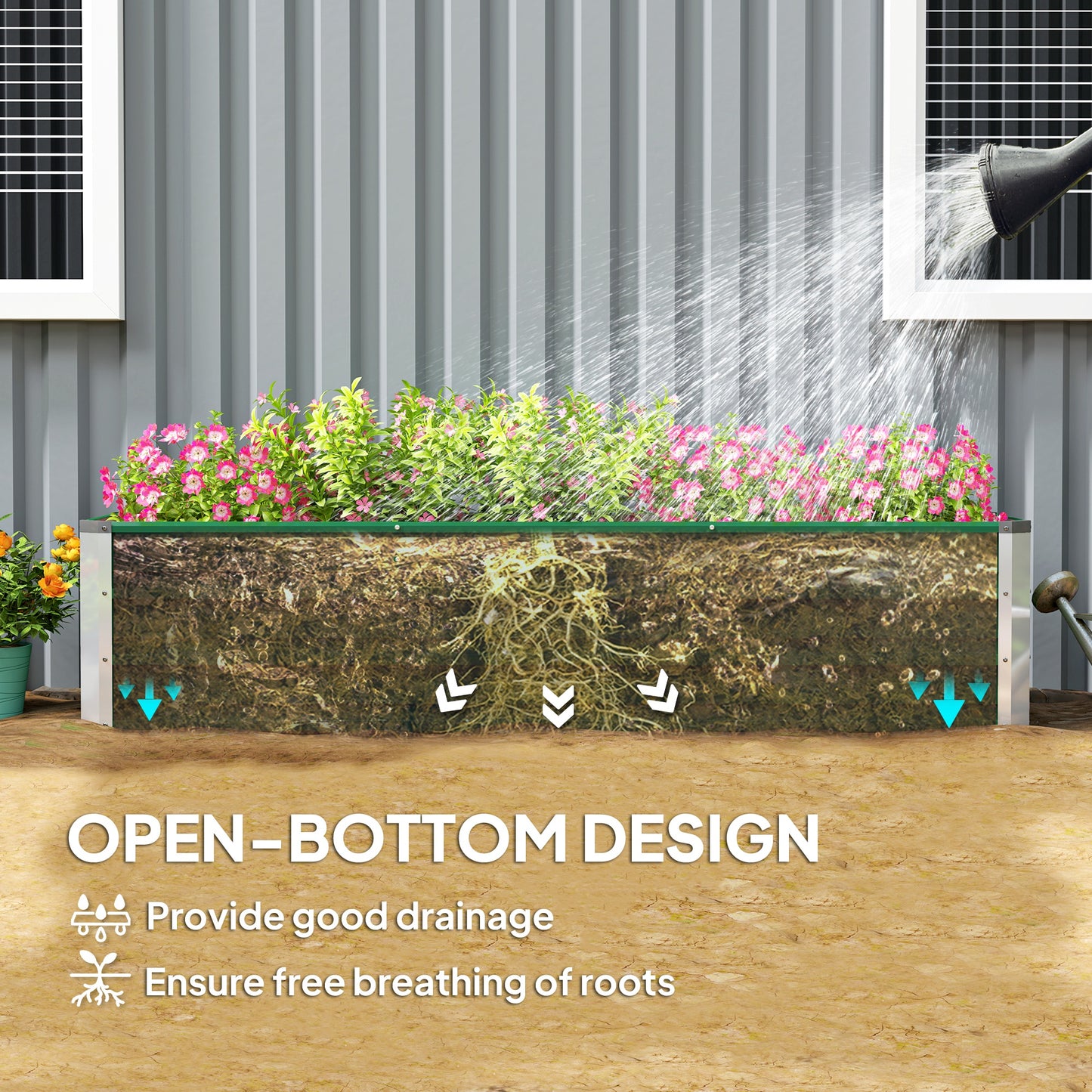 6' x 1.5' x 1.3' Galvanized Raised Garden Bed, Elevated Large Metal Planter Box w/ Install Gloves for Backyard, Patio to