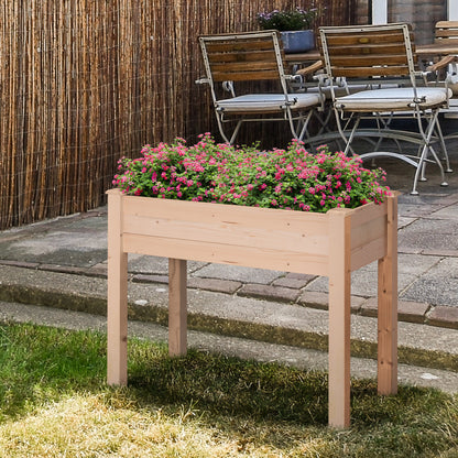 34"x18"x30" Wooden Raised Garden Bed, Elevated Planter Box with Legs, Drainage Holes, Inner Bag for Garden, Natural