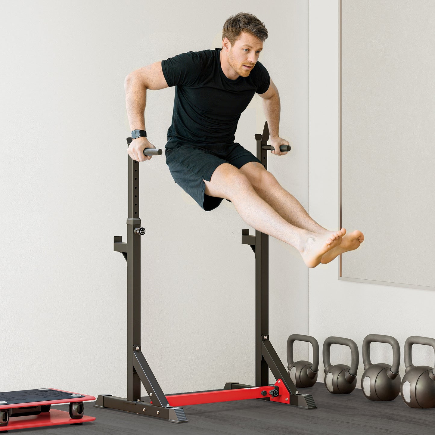 Soozier Squat Rack, Power Rack with Adjustable Height & Width, Strength Training Equipment with Barbell Storage Racks & 