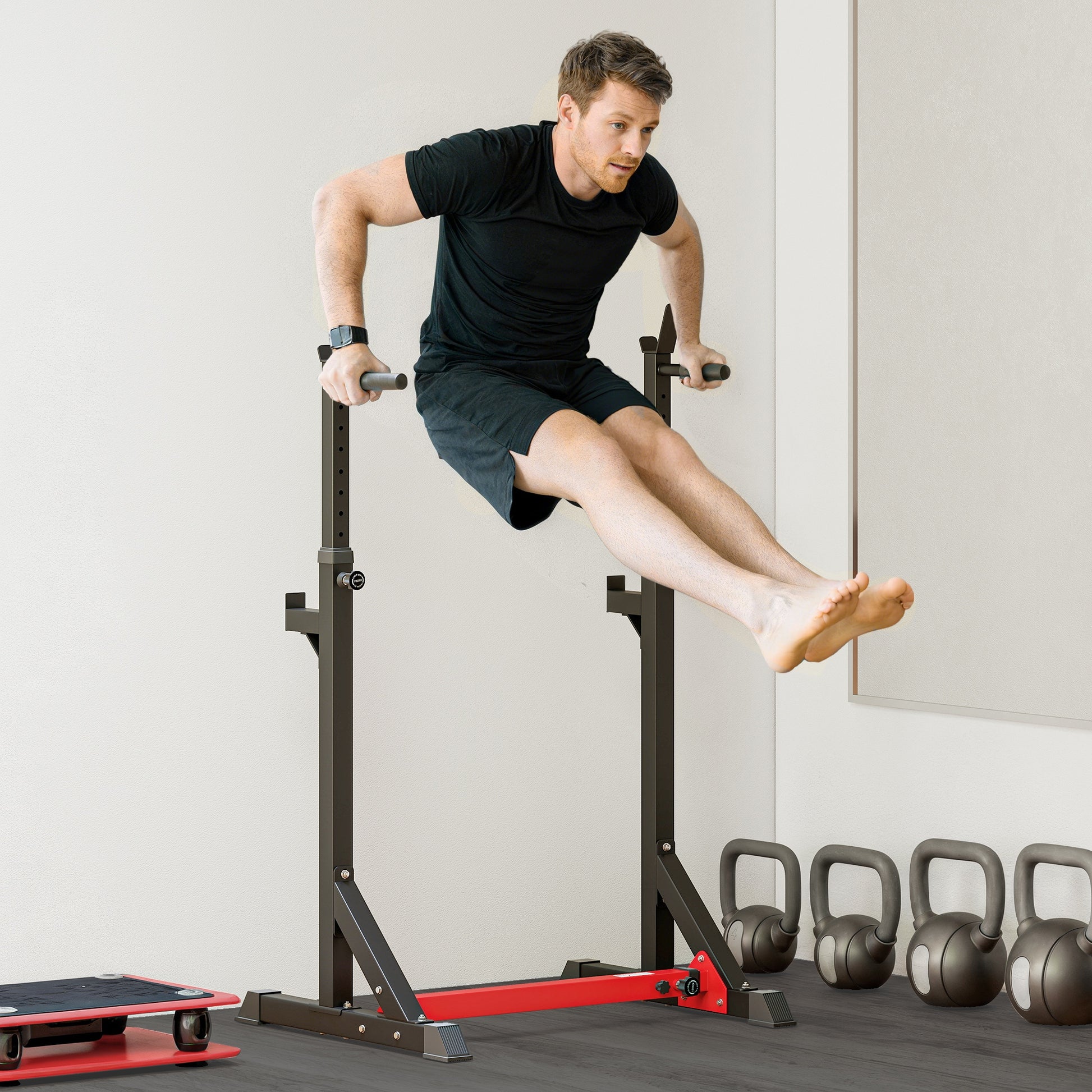 Soozier Squat Rack, Power Rack with Adjustable Height & Width, Strength Training Equipment with Barbell Storage Racks & 