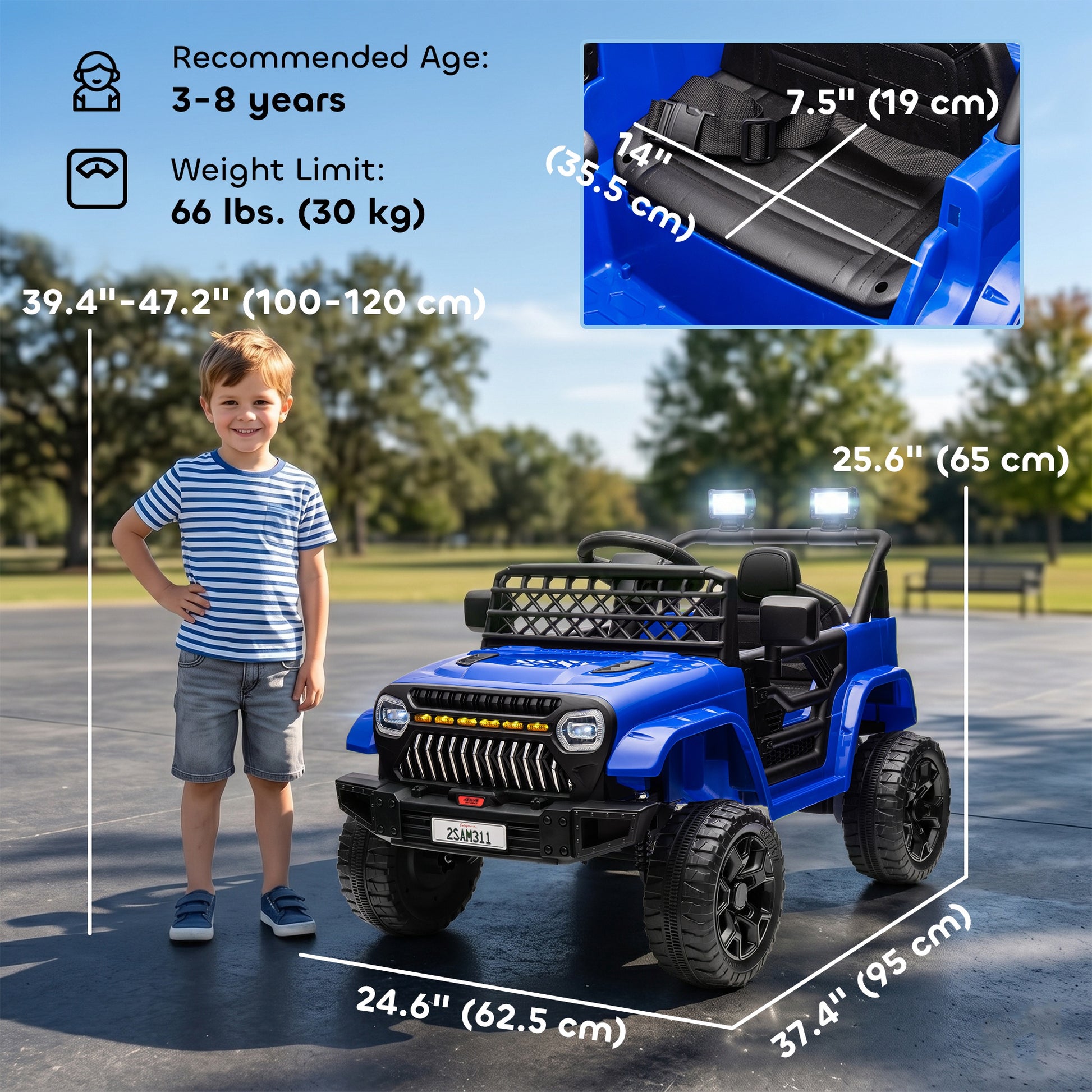 Qaba 12V Ride on Truck, Electric Car for Kids with Remote Control, Suspension, 3 Speeds, USB Music Headlights, Dark Blue