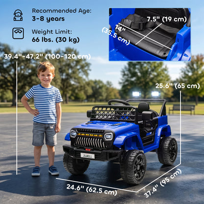 Qaba 12V Ride on Truck, Electric Car for Kids with Remote Control, Suspension, 3 Speeds, USB Music Headlights, Dark Blue