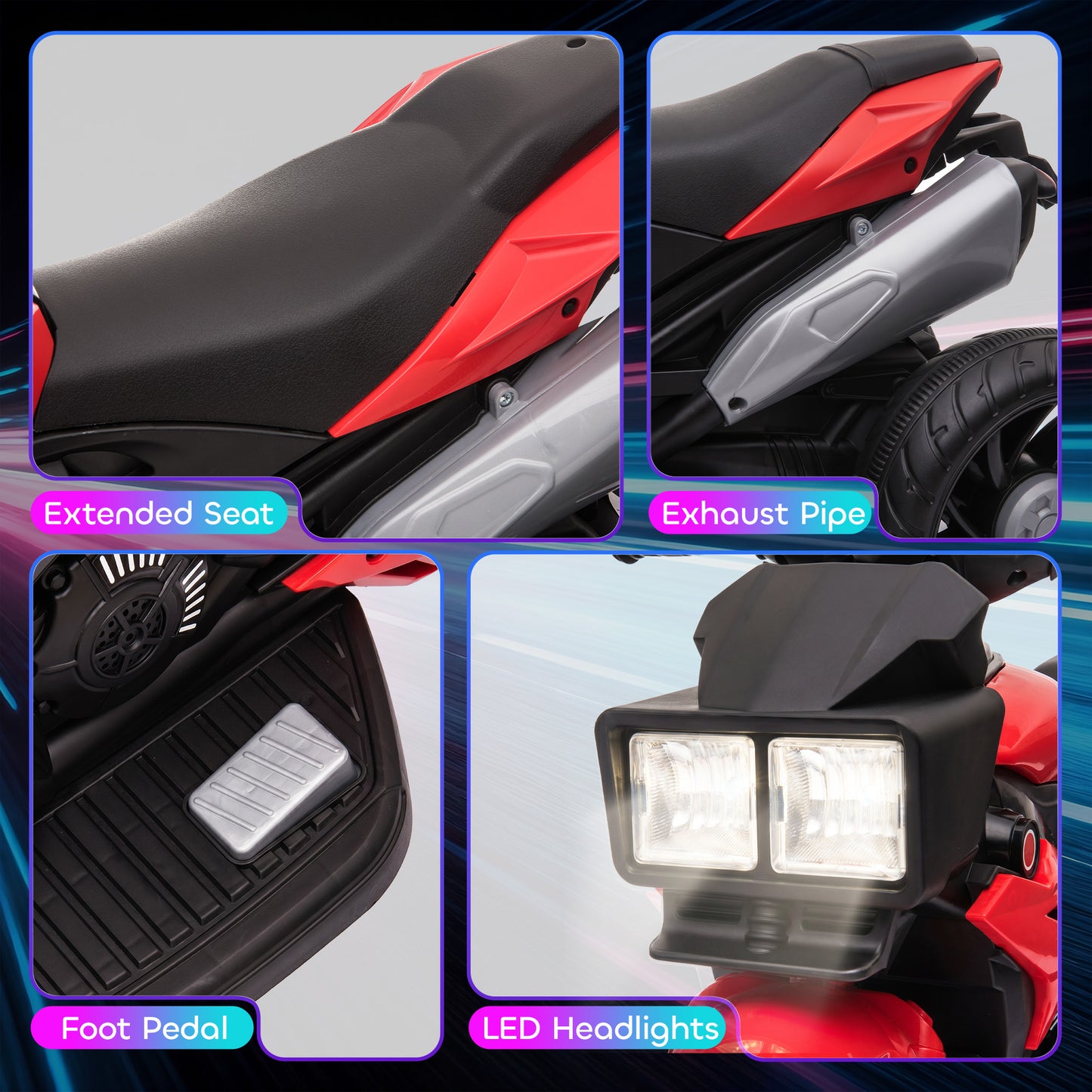 VarietyKart Kids Electric Pedal Motorcycle Ride-On Toy 6V Battery Powered w/ Music Horn Headlights Motorbike for Girls B
