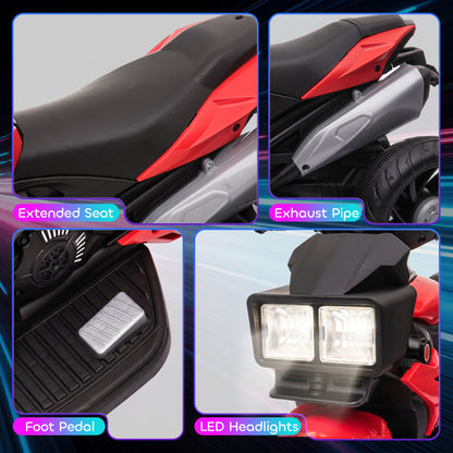 VarietyKart Kids Electric Pedal Motorcycle Ride-On Toy 6V Battery Powered w/ Music Horn Headlights Motorbike for Girls B
