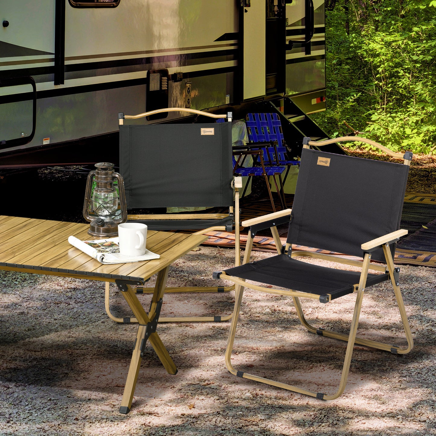 Set of 2 Camping Chair, Lightweight Folding Chair, Portable Armchairs, Excellent for Festivals, Fishing, Beach and Hikin