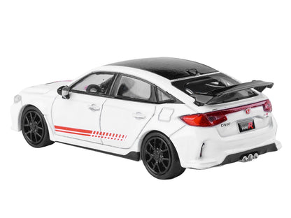 2025 Honda Civic Type R FL5 "Ultimate Edition" White with Red Stripes and Black Top 1/64 Diecast Model Car by Paragon