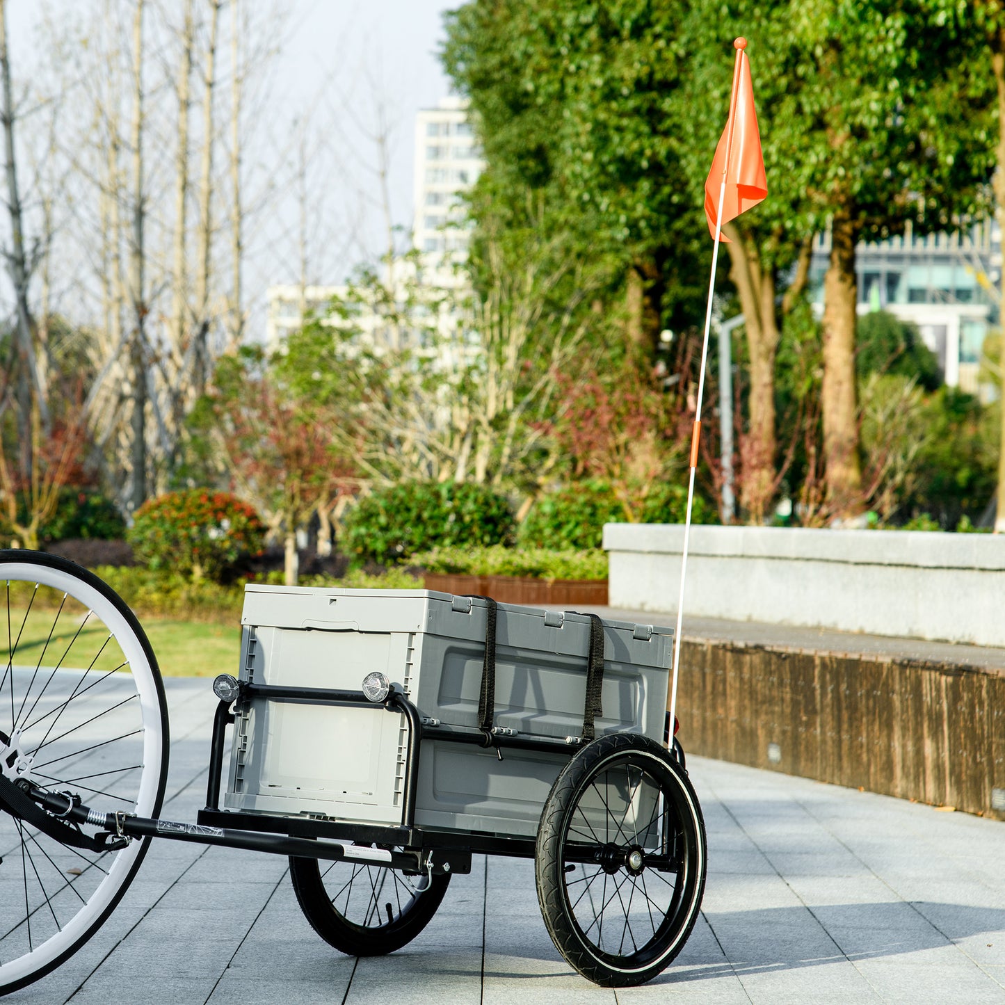 VarietyKart Steel Trailer for Bike, Bicycle Cargo Trailer with Storage Box, Safe Reflectors, Max Load 88LBS