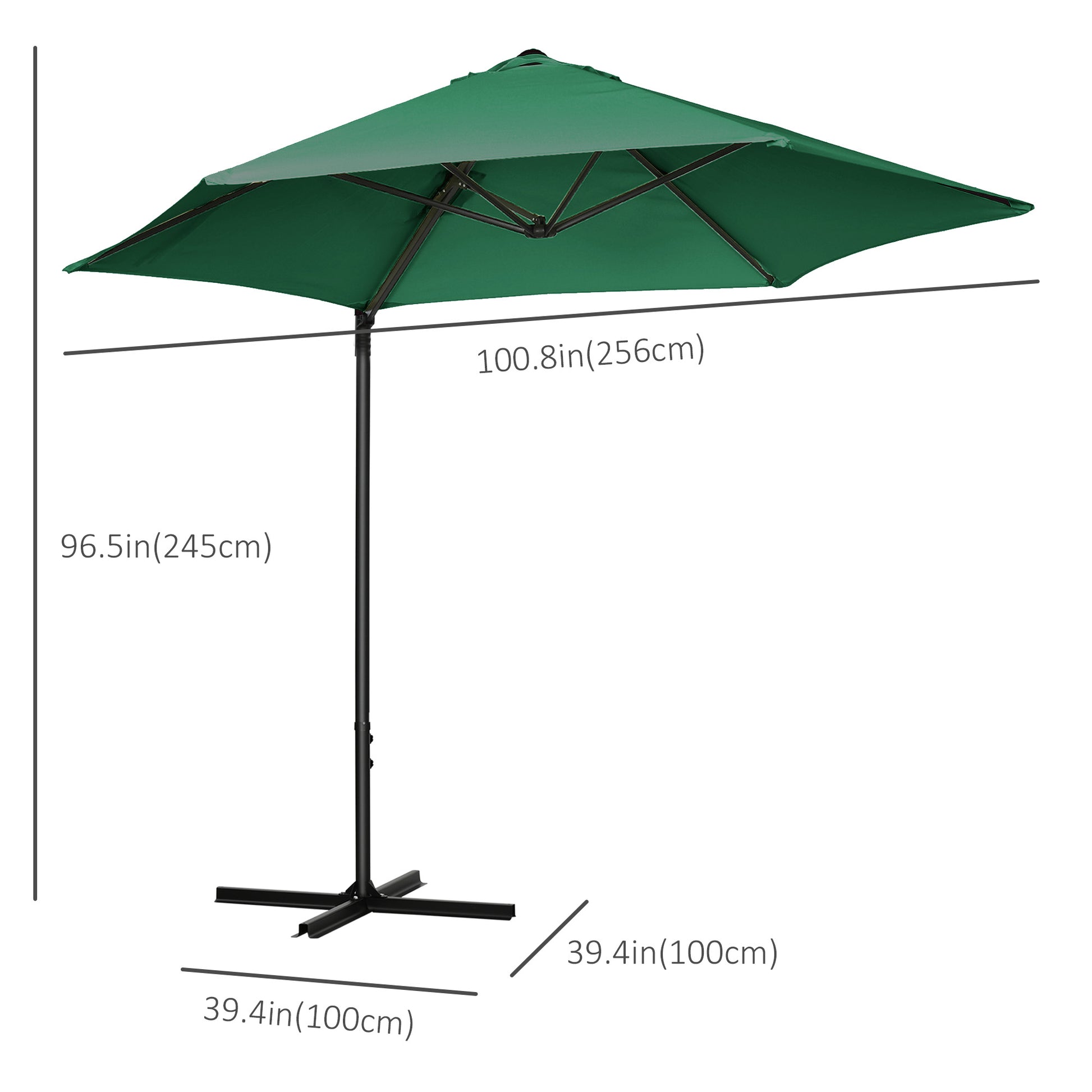 8.5FT Offset Patio Umbrella with 360° Rotation, Outdoor Cantilever Roma Parasol Hanging Sun Shade Canopy Shelter with Cr