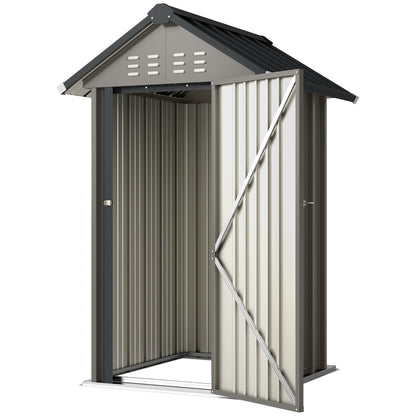 Outdoor Storage Shed with Lockable Door, Metal Garden Shed with 4 Vents for Backyard Patio