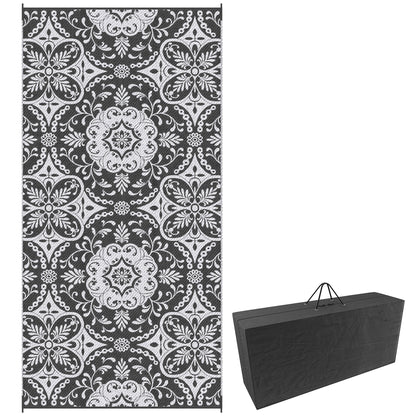 Portable Outdoor Rug with Carry Bag, 9' x 18' Reversible Mat, Waterproof Plastic Straw RV Rug for Backyard, Deck, Picnic