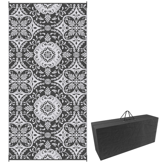 Portable Outdoor Rug with Carry Bag, 9' x 18' Reversible Mat, Waterproof Plastic Straw RV Rug for Backyard, Deck, Picnic
