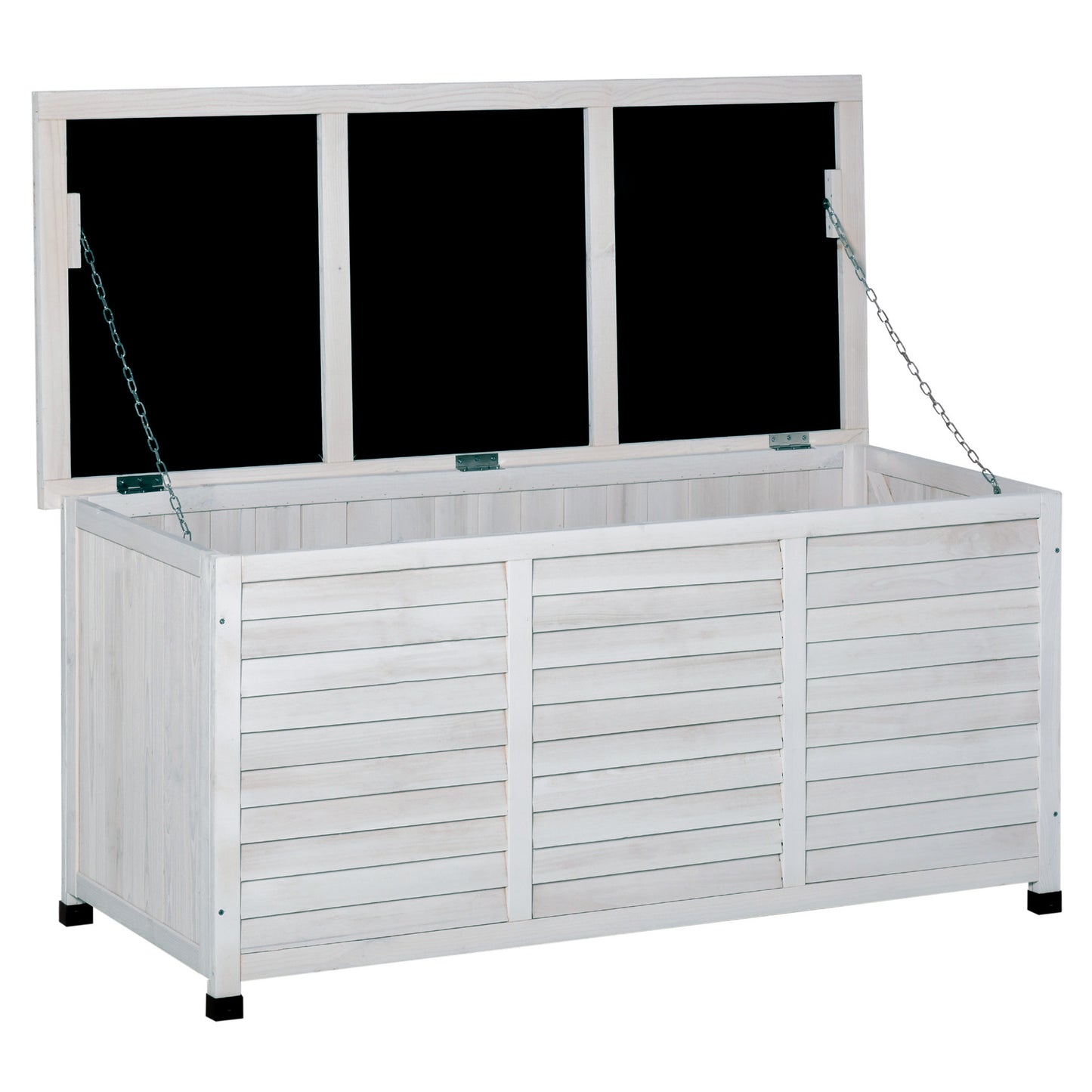 75 Gallon Wooden Storage Box patio Deck Box Bench, Garden Backyard Outdoor Storage Container with Aerating Gap & Weather