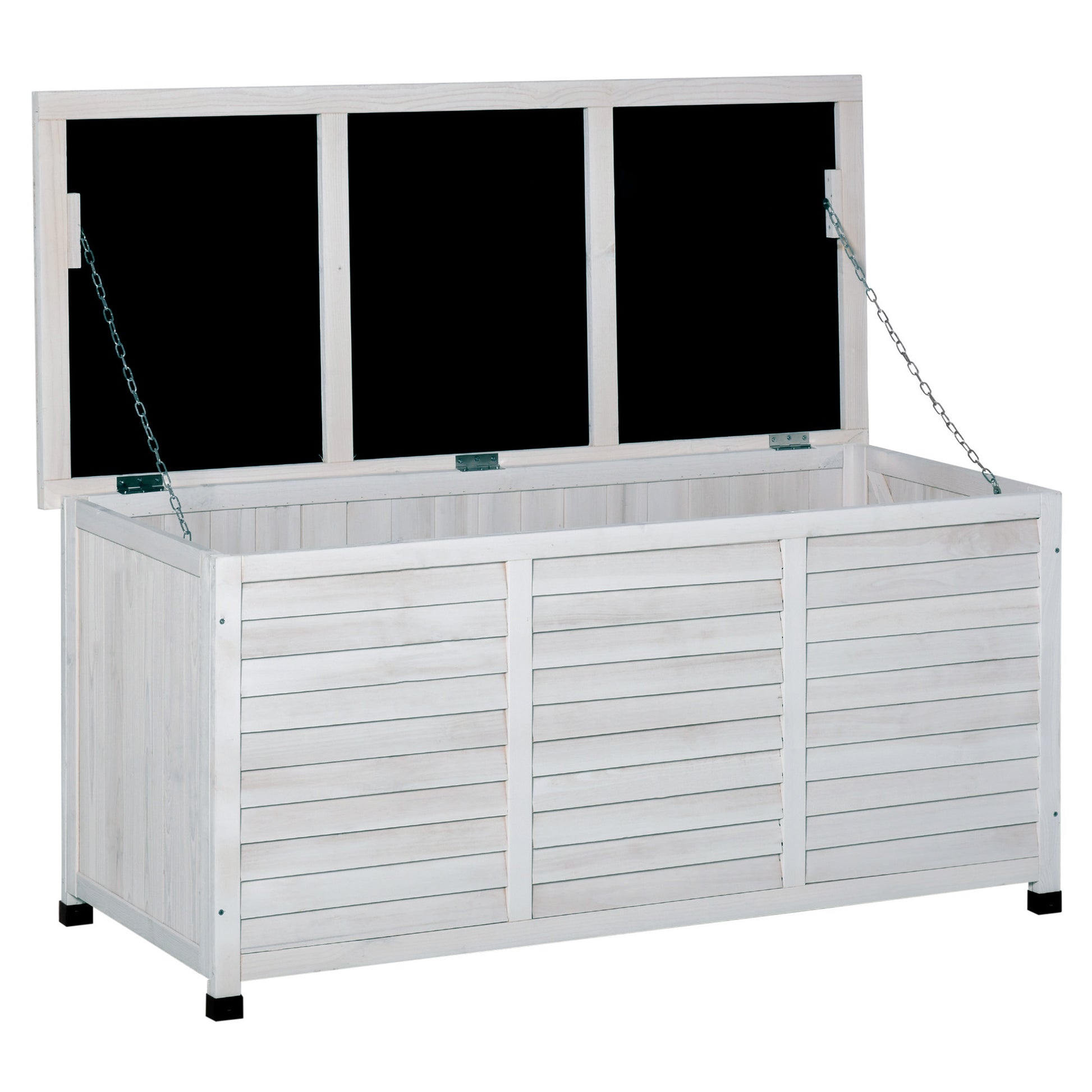 75 Gallon Wooden Storage Box patio Deck Box Bench, Garden Backyard Outdoor Storage Container with Aerating Gap & Weather