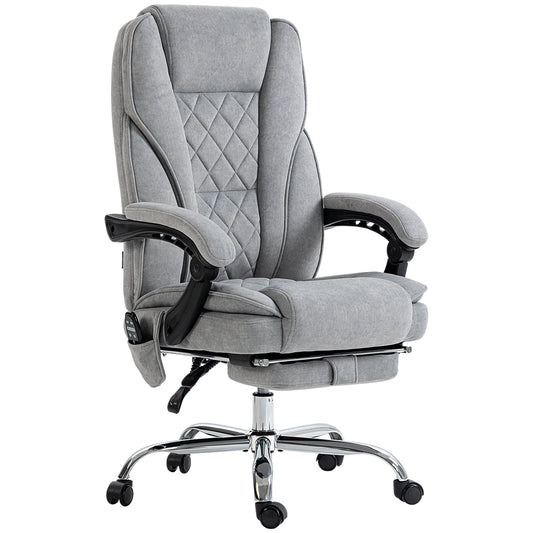 Massage Office Chair, Reclining Computer Chair with Adjustable Height and Footrest, Grey