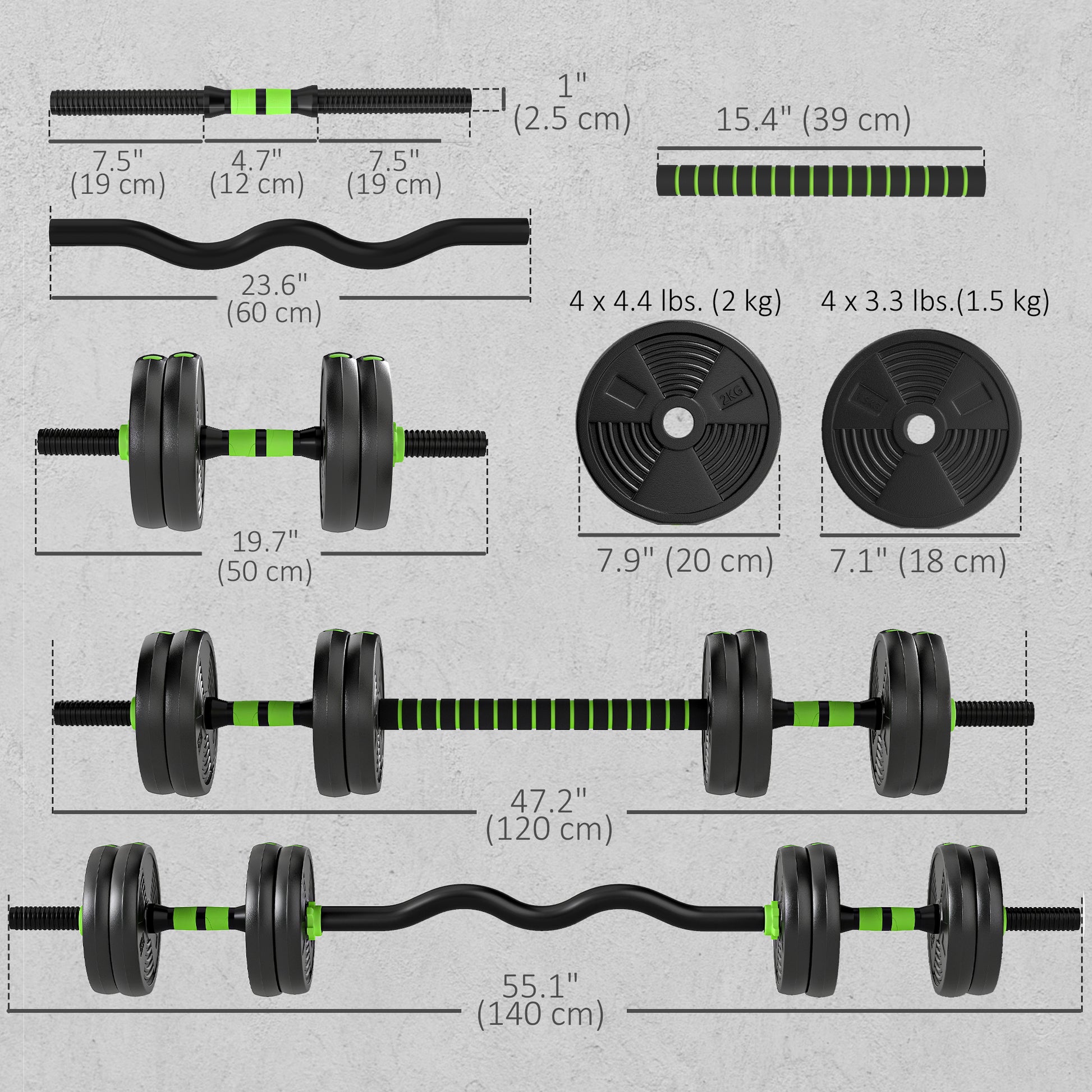 Soozier Adjustable Dumbbell Set, 3 in 1 Weights Dumbbells Set for Home Gym, 33lb Free Weights with Connector and Non-Sli