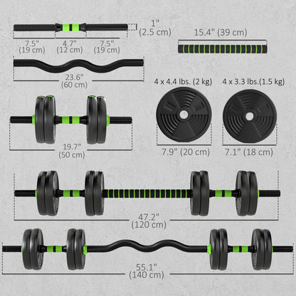 Soozier Adjustable Dumbbell Set, 3 in 1 Weights Dumbbells Set for Home Gym, 33lb Free Weights with Connector and Non-Sli