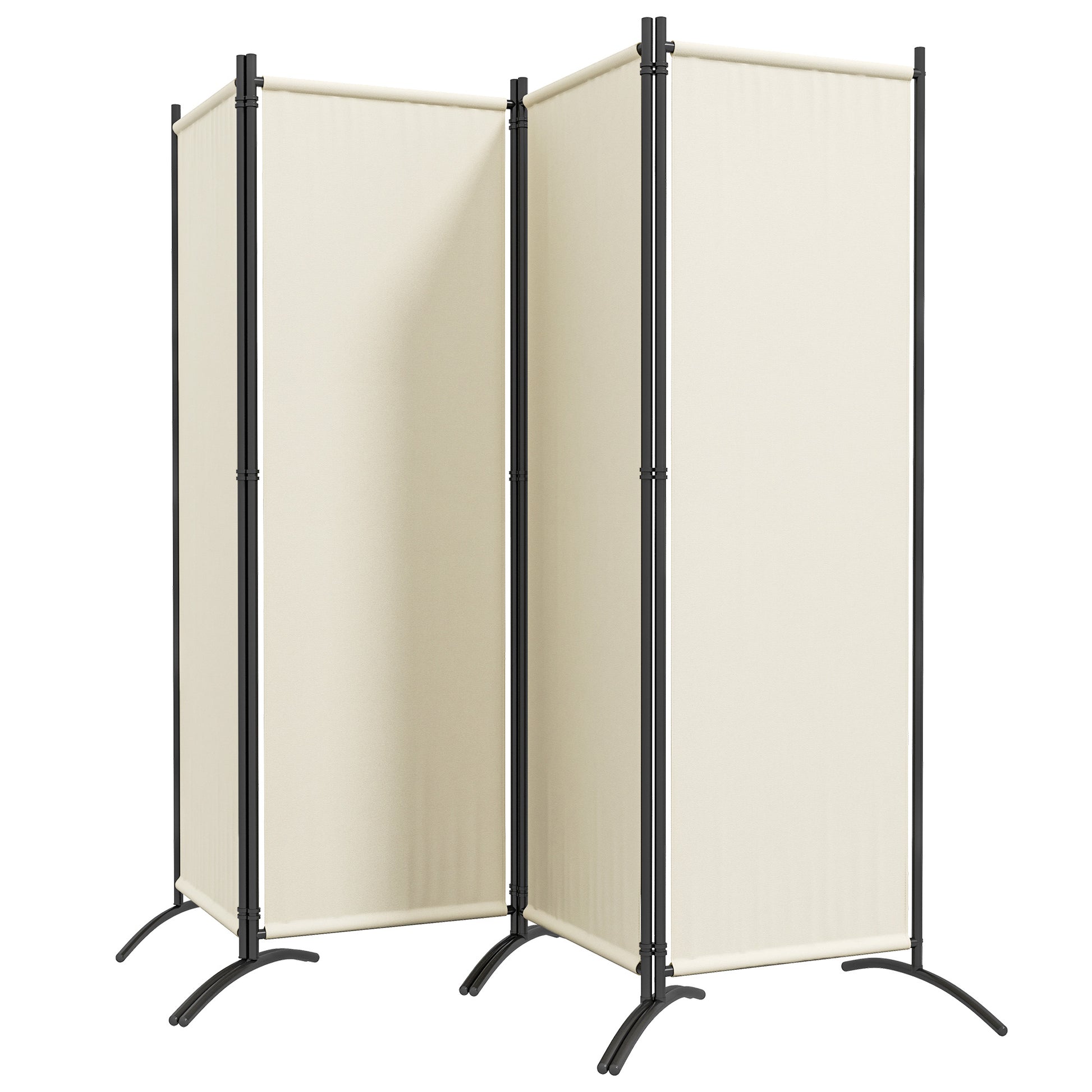 Folding Room Divider, Privacy Screen for Home Office Bedroom, 5.6FT Tall, Cream White