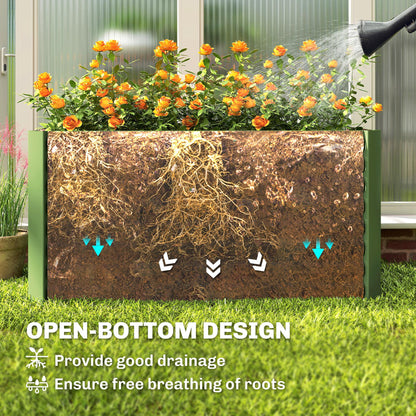 Set of 2 Galvanized Metal Planters for Outdoor Plants, 4' x 2' x 2' Raised Garden Bed, Light Green