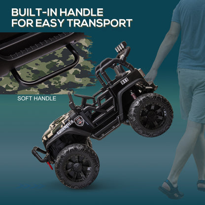 VarietyKart 12V Battery-powered Kids Jeep Ride On Police Car with Parental Remote Camouflage