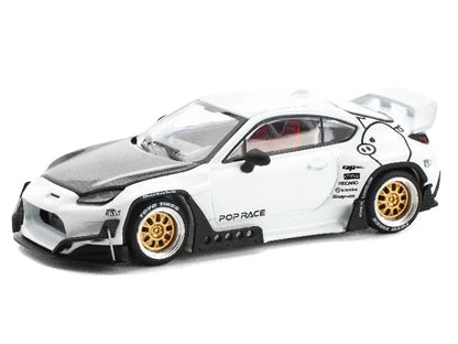 Toyota Pandem GR86 White with Carbon Hood "Enigma Exclusive Edition" 1/64 Diecast Model Car by Pop Race