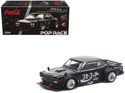 Skyline GT-R V8 Drift "Hakosuka" RHD (Right Hand Drive) "Coca-Cola" Black 1/64 Diecast Model Car by Pop Race