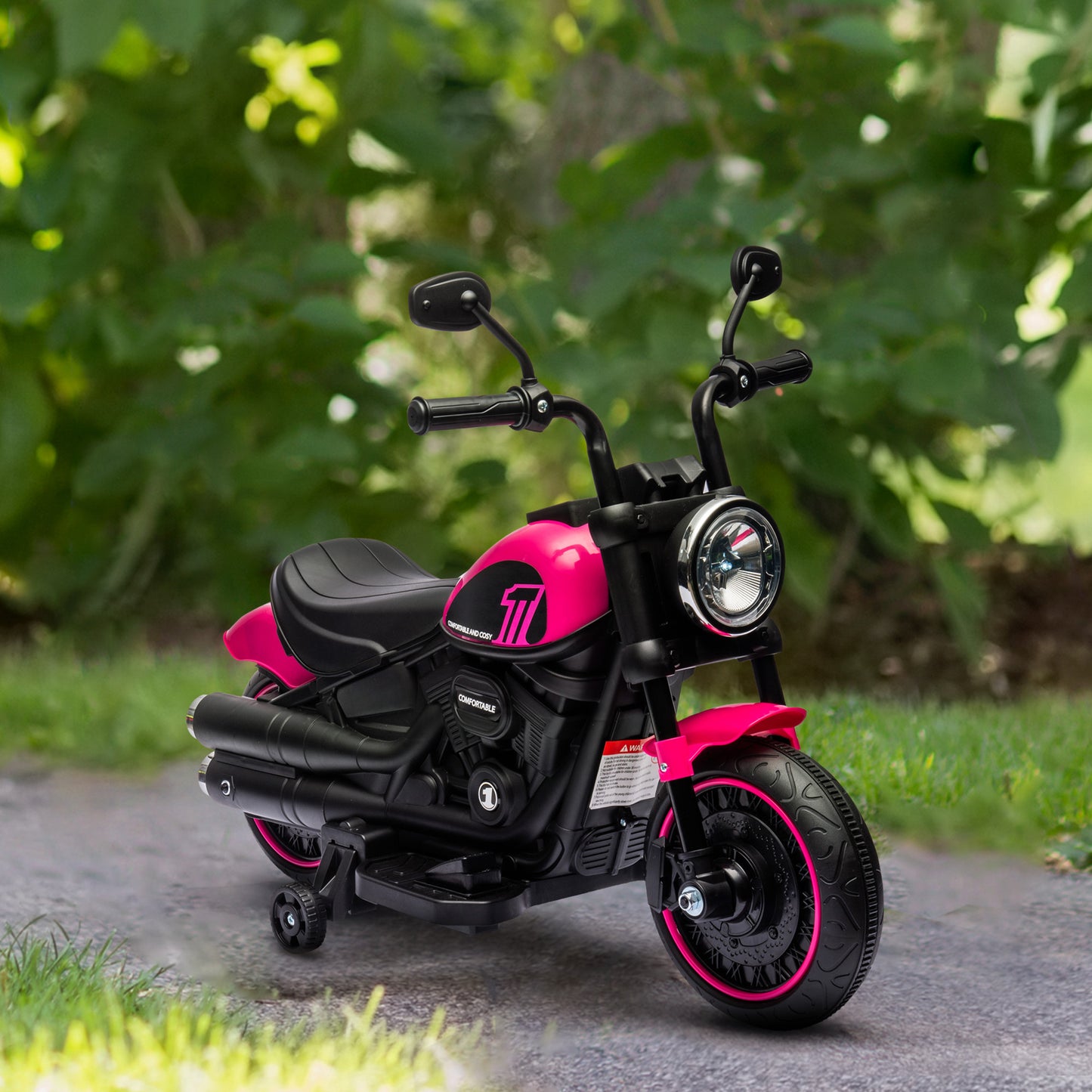 VarietyKart 6V Kids Motorcycle with Training Wheels, Foot Pedal, Headlight, Music, Forward/Reverse, Single-Button Start,