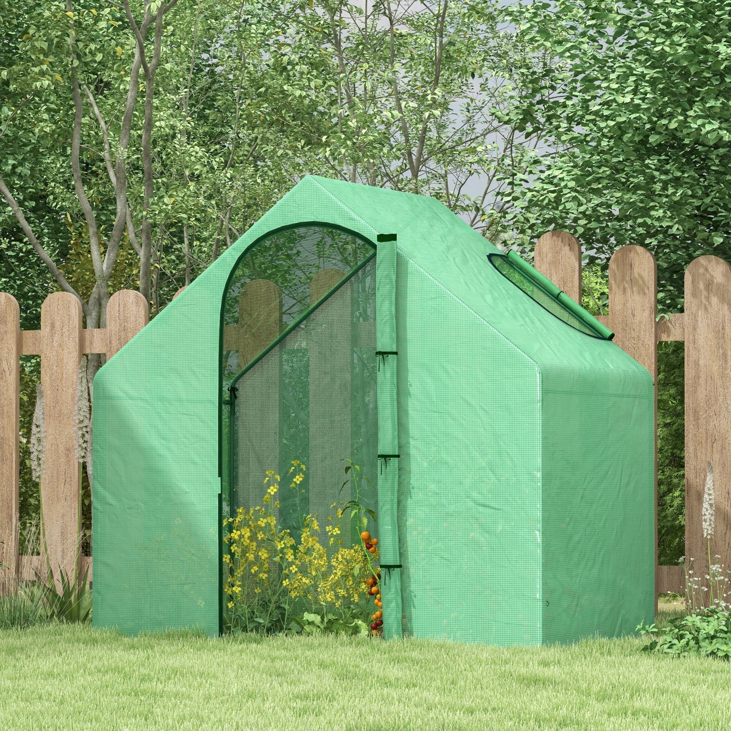 6 x 3.3 x 5.5ft Walk-in Garden Greenhouse with Door & Top Window, Portable Mini Greenhouse for Plants Flowers Herbs Toma