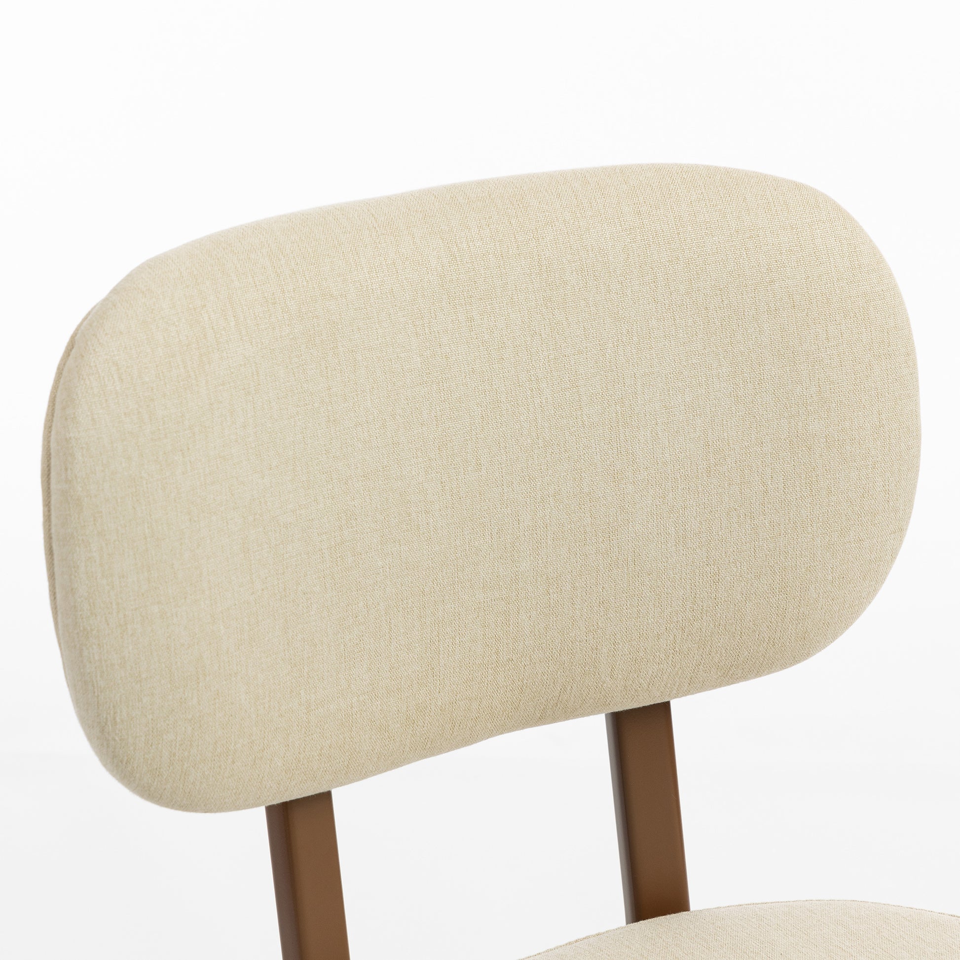 Upholstered Linen Fabric Kitchen Chairs, Modern Dining Chairs Set of 2 with Metal Legs, Beige