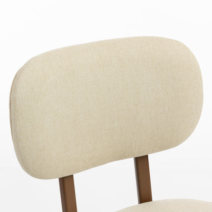Upholstered Linen Fabric Kitchen Chairs, Modern Dining Chairs Set of 2 with Metal Legs, Beige