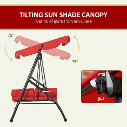 3-Seat Outdoor Patio Swing Chair, 2-in-1 Convertible Flat Bed, Canopy Swing Glider w/ Adjustable Shade, Removable Cushio