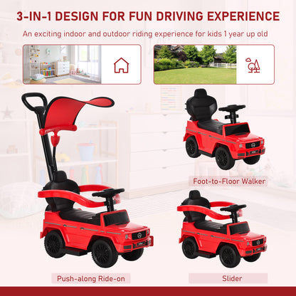 VarietyKart Mercedes-Benz G350 Licensed Push Car, 3-in-1 Toddler Sliding Car with Horn, Steering, Foot Rest, Seat Storag