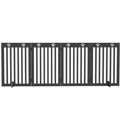 80" Extra Wide Freestanding Pet Gate with Support Feet, Black