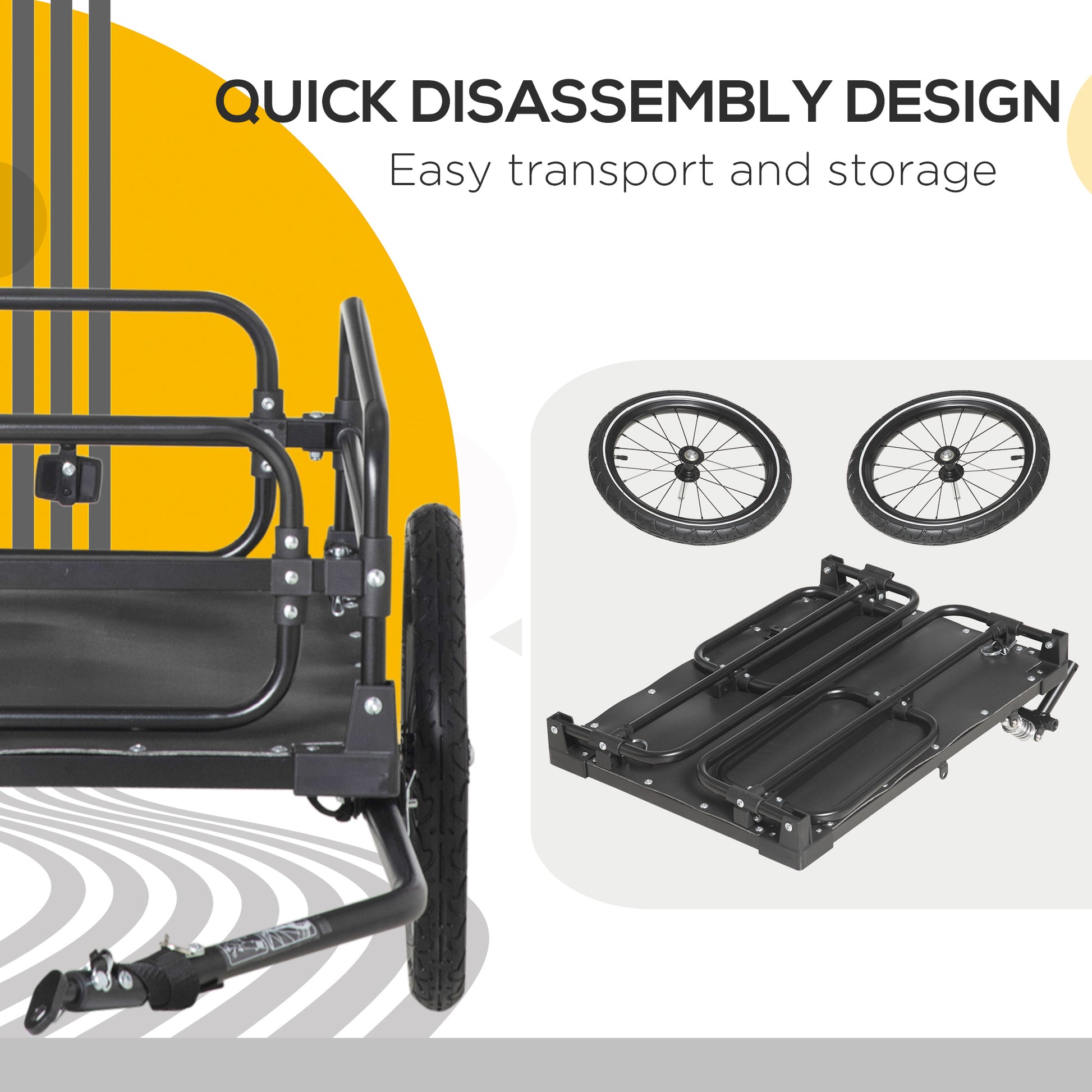 VarietyKart Bike Trailer, Bicycle Cargo Carrier with Suspension, Triple Safety Features, 16" Wheels, Hitch, Steel Frame,