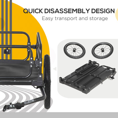 VarietyKart Bike Trailer, Bicycle Cargo Carrier with Suspension, Triple Safety Features, 16" Wheels, Hitch, Steel Frame,