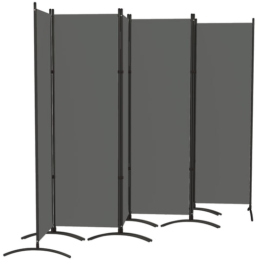 6 Panel Folding Room Divider, UV30+ Privacy Screen, Indoor Outdoor Privacy Panel with Stable Base, Dark Grey