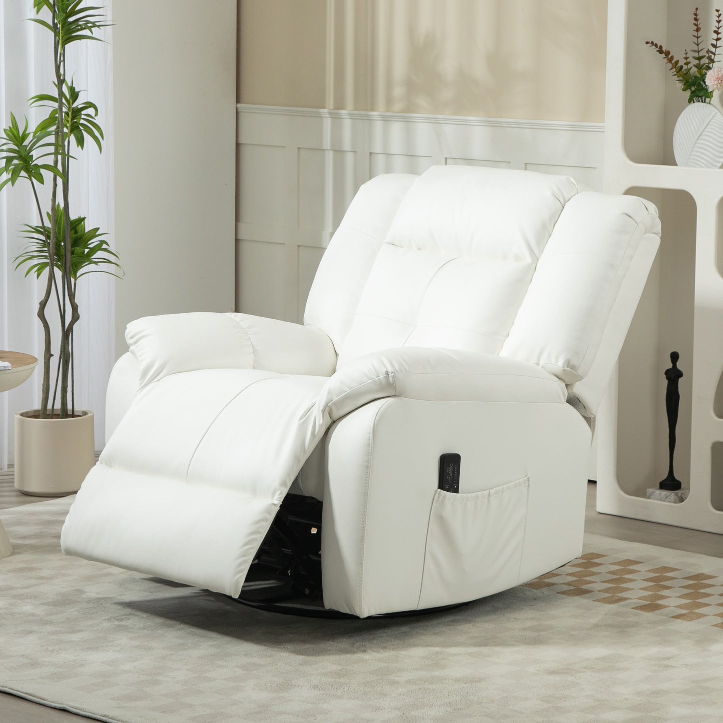 8-Point Vibration Massage Recliner Chair with Comfor Padding, Remote Control, Side Pockets, Swivel Nursery Rocking Chair