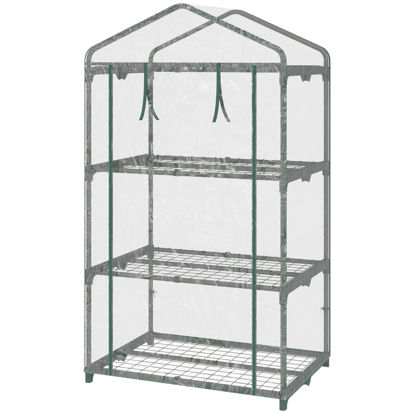3 Tier Mini Greenhouse, Portable Outdoor Flower Stand with Shelf Clips, Indoor Greenhouse with Plastic Cover and Steel F