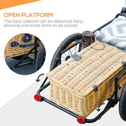 VarietyKart Steel Trailer for Bike, Bicycle Cargo Trailer with Foldable Storage Box and Safe Reflectors, Max Load 88LBS,