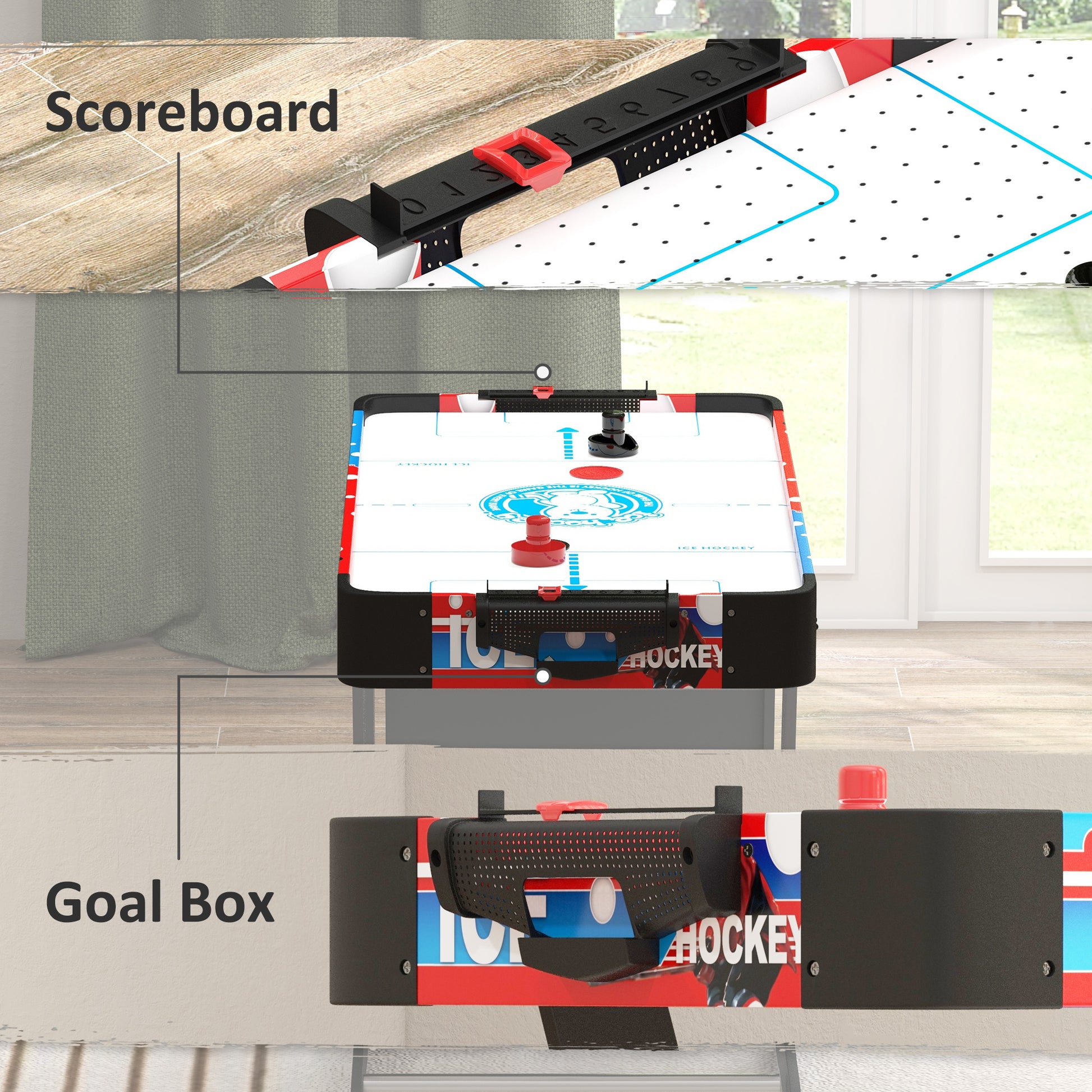 Soozier Folding Air Hockey Table 40" Arcade Table with 2 Pucks, 2 Pushers, Scoreboard for Family Game Room, Living Room,