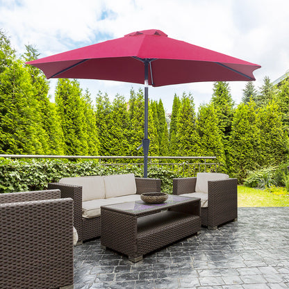 8.5FT Patio Umbrella, Round Garden Parasol with 6 Ribs, Market Sunshade Tilt Canopy w/ Crank Handle for Outdoor, Wine Re