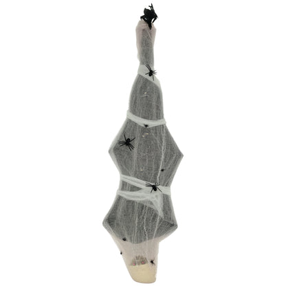 55.9 Inch/4.7ft Life Size Outdoor Halloween Decoration Hanging Mummy with Spider Web, Animated Prop Decor with Sound and