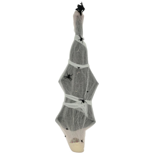 55.9 Inch/4.7ft Life Size Outdoor Halloween Decoration Hanging Mummy with Spider Web, Animated Prop Decor with Sound and
