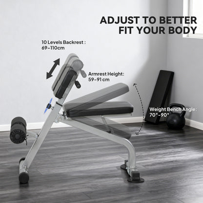 Soozier Roman Chair Back Extension Machine, Height Adjustable Hyperextension Bench, 38" x 26.8" x 27.2–43.3", Silver Ton