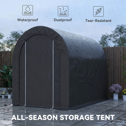 5' x 8' Outdoor Storage Shed, Heavy Duty Galvanized Steel Portable Shed for Bike, Motorcycle, Garden Tools, Black