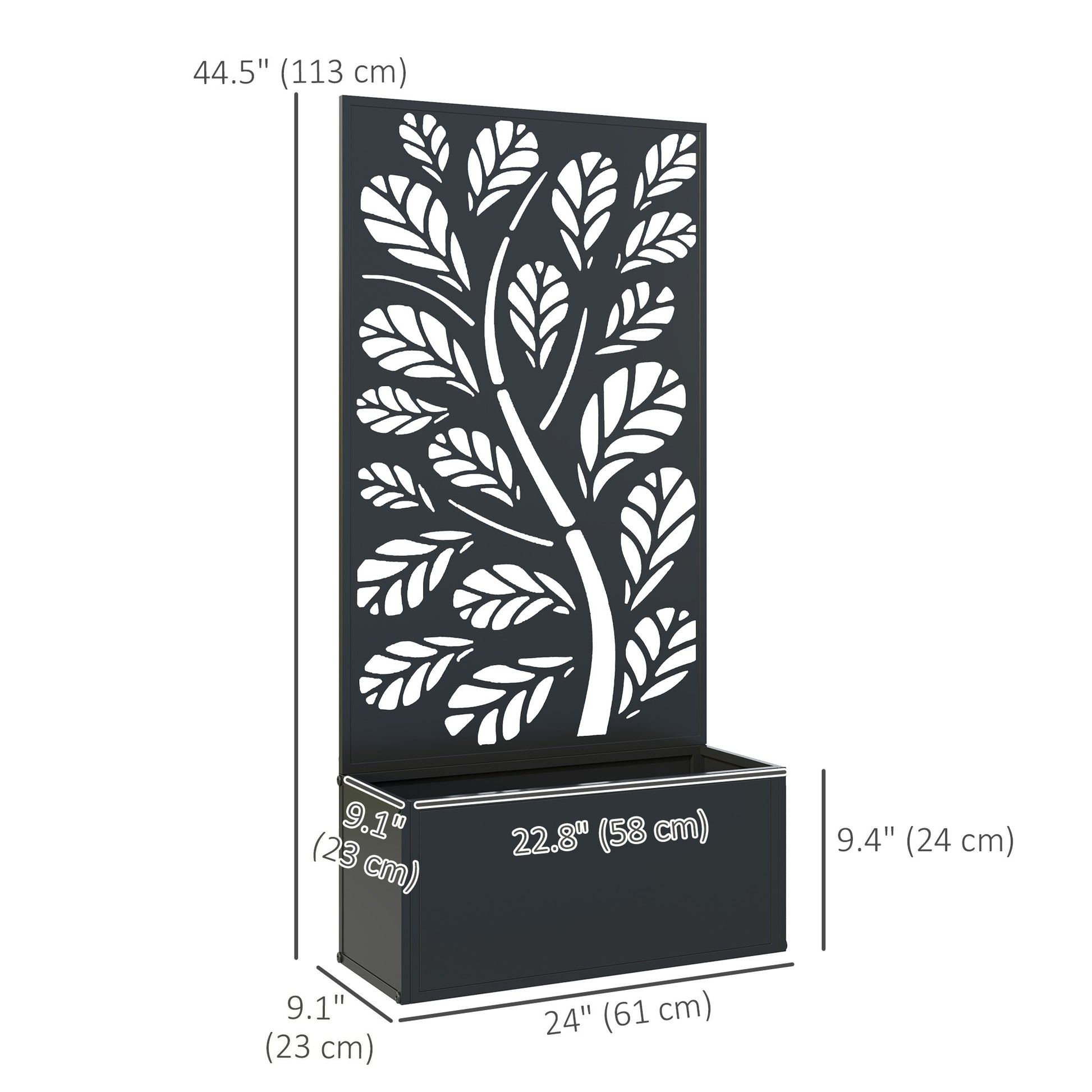 Metal Raised Garden Bed with Privacy Panel, Freestanding or Wall Mounted Outdoor Planter Box for Garden, Patio
